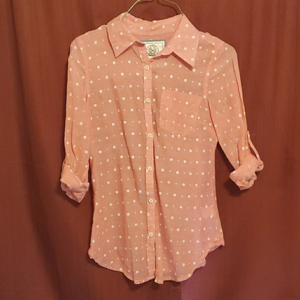 Junior Long Sleeve button up blouse